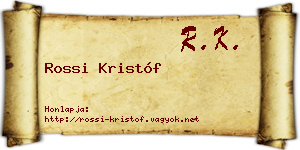 Rossi Kristóf névjegykártya