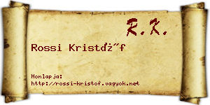 Rossi Kristóf névjegykártya